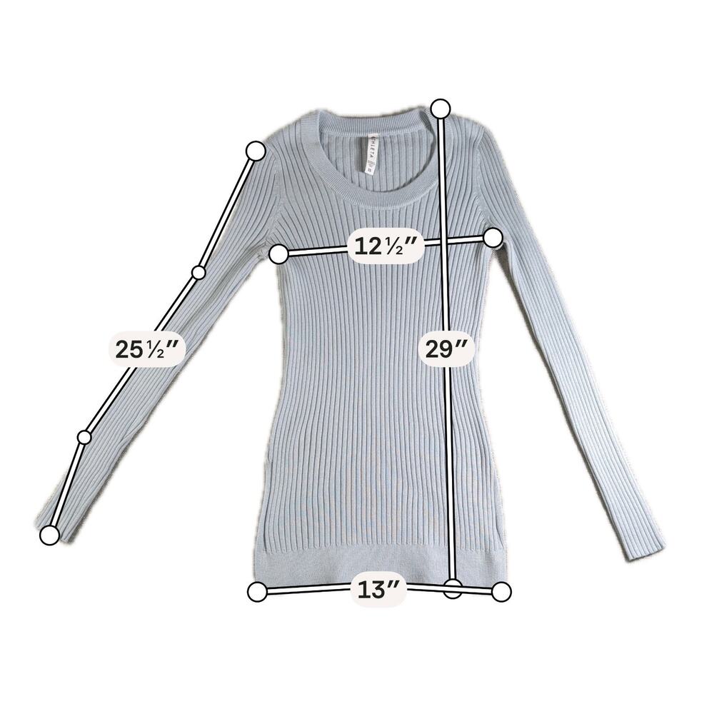 Athleta Women’s XS Ribbed Long Sleeve Top Light Blue Gray Stretch Fitted Tunic - Picture 2 of 7